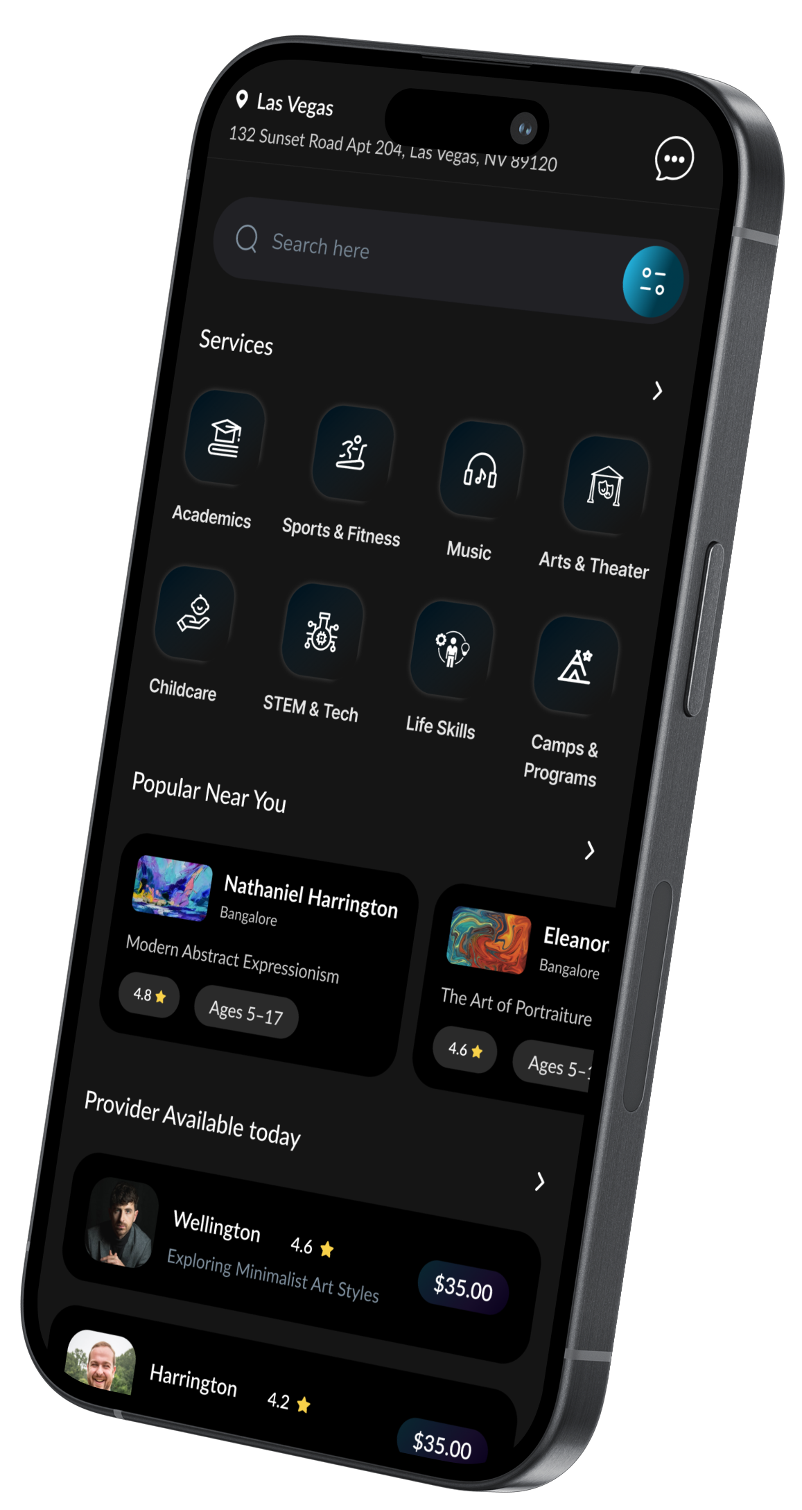 Mobile app interface